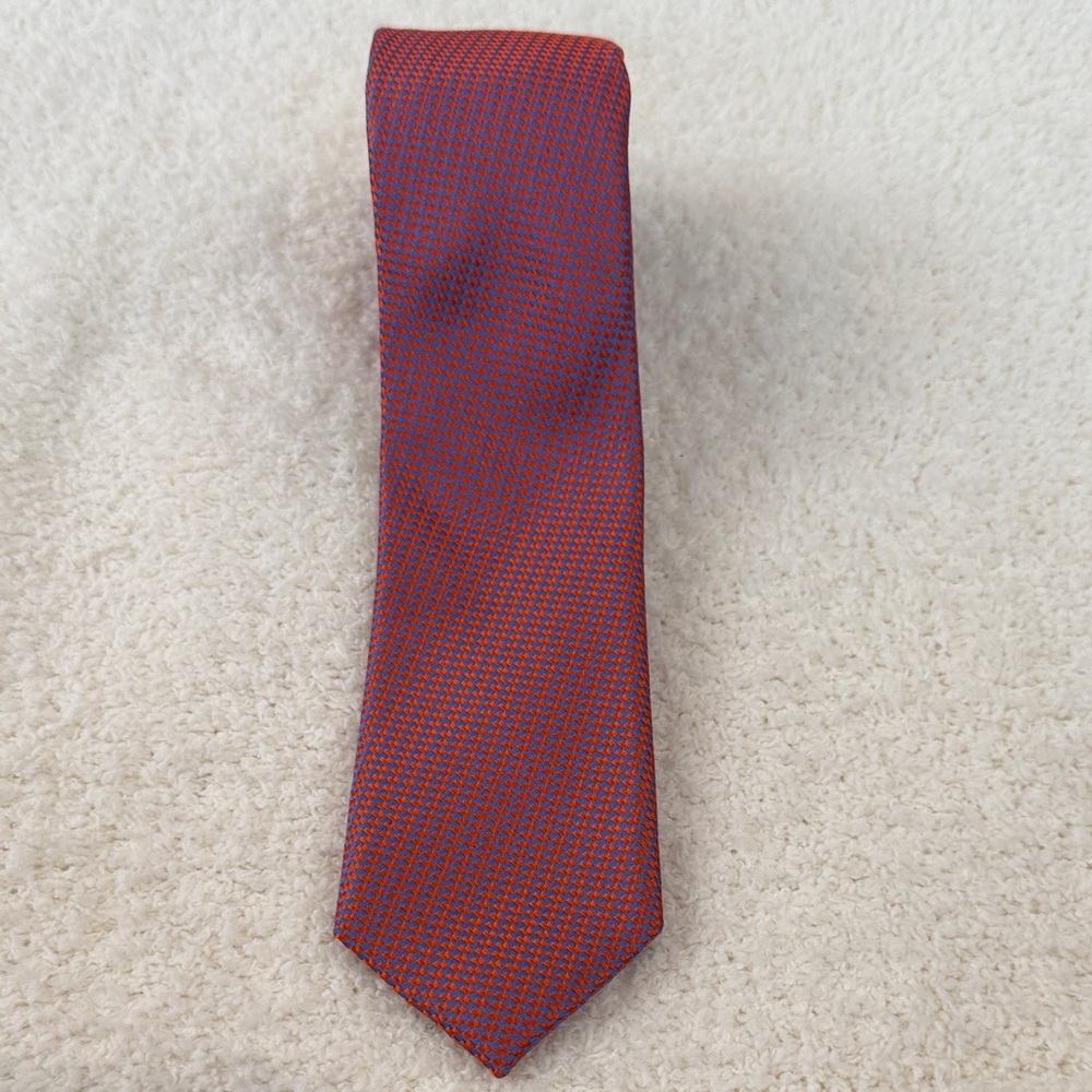 Nordstrom Red and Blue Microcheck Silk Tie